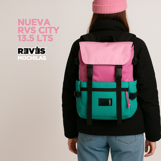 Mochila RVS City Turquesa/ Fucsia / Rosa 13.5 lts.