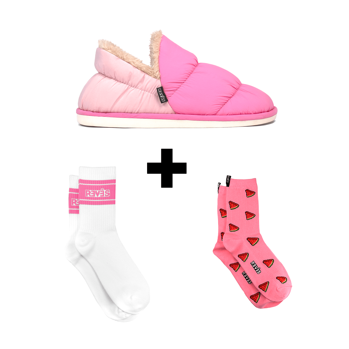 Pack Pantuflas Rosa + Calcetines - reveschile